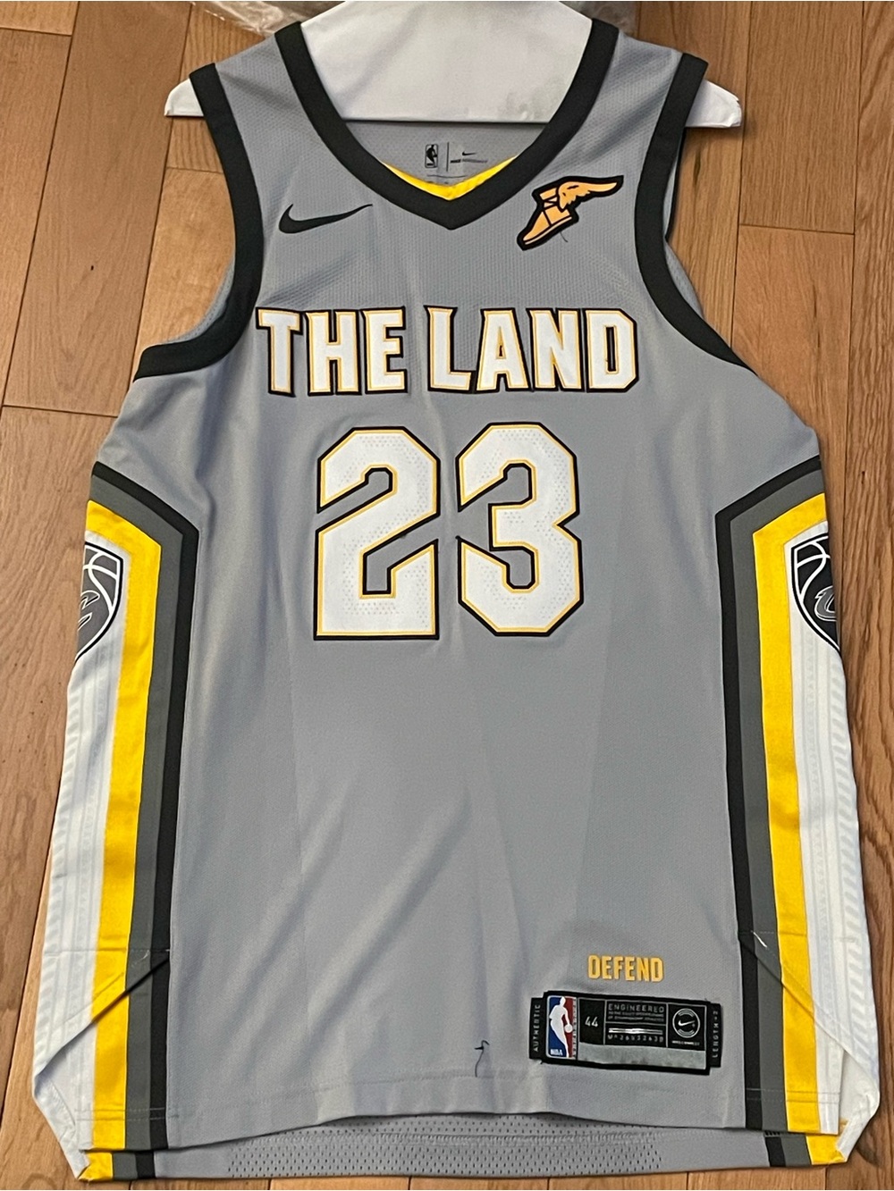 Nike Gray 'The Land' #23 Basketball Jersey with Yellow Accents